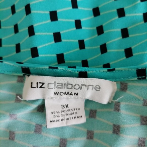 Liz Claiborne Womens Auqa Blue Twist Front V Neck Blouse Top Plus Size 3X - Picture 5 of 5